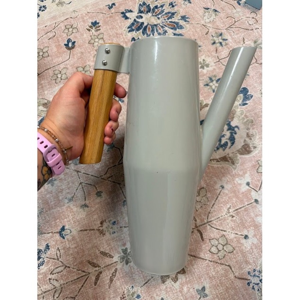 Minimalist Modern IKEA Vattenkrasse Watering Can OS Gray Bamboo Handle Scandi